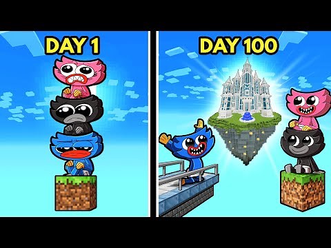Huggy Wuggy Survives 100 DAYS in ONE BLOCK SKYBLOCK!