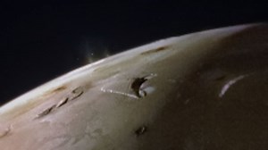 Volcanic Plumes Rise Above Lava Lakes on Io in this Juno Image
