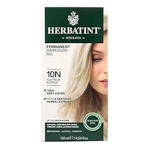 Herbatint Permanent Hair Dye For Women - 10N Platinum Blonde - For Up To 100% Gray Coverage of Resistant Gray Hair - Ammonia-Free, Alcohol-Free & Vegan - Salon Influenced Hair Color 5.75 fl oz