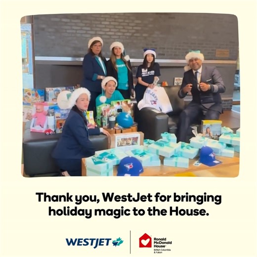This past Friday, the spirit of WestJet Christmas Miracle arrived at the House ✈️🏡🎄 Office staff, flight attendants, and even a pilot came together to deliver a truck full of toys and a team full of heart. 💙 Thank you for bringing joy to both children and parents staying with us while their child receives care. It's moments like these remind our families they’re not alone. #RMHCNationalPartner #WestJet #RonaldMcdonaldHouseBCY #HolidayGiving #SeasonOfGiving #HolidayMagic | Ronald McDonald Hous