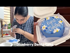 Blueberry Bento Cake Tutorial | Easy Cake Design for Beginners | Mini Cake Idea |