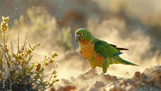 A Stunning Slow-Motion Sequence of a Colorful Parrot Taking Flight in a Natural Setting
