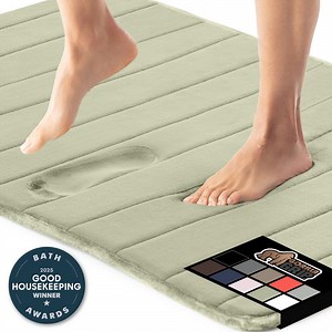 GORILLA GRIP Bathroom Rug, Soft Absorbent Memory Foam Shower Floor Mat, 24x17 Sage Green