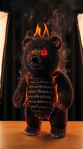 Satisfying Matchstick Teddy Bear Burning 🔥 (Wait for the Eyes!)