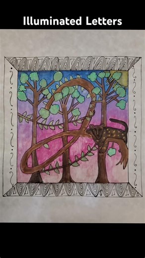 Illuminated Letters. Emphasis, Unity and Pearlescent Watercolor. Oh how they shine! #arteducation