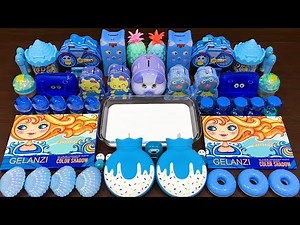 Series Blue Slime! Mixing Random Things into GLOSSY Slime! Satisfying Slime Video #65 - Nastya Slime