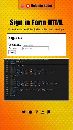 Sign in Form in HTML | Create Login Form with Username and Password