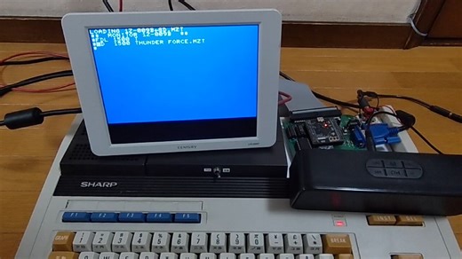 MZ-700_SD+偽RAMFILE複合ボード、しっぽいいちょさんのnise1500のソースを取り込ませていただいて直ったこと。・PCGが正しく定義されるようになった。(読み出しにEXWAIT入れてなかった)・サンダーフォースで「サンダーフォース」と叫ぶようになった。まだ直ってないこと。・DOORDOORのサウンドが鳴らない。・BASIC MZ-5Z001がまともに起動しない。しっぽいいんちょさんに比べて自分のスキルの低さを思い知らされます。