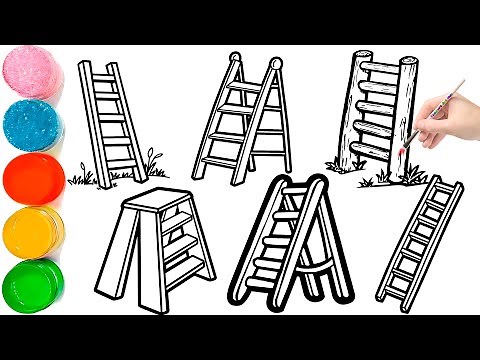Ladder Draw | How to Draw a Ladder Easy | Ladder Drawing Step by Step | 3D Colorful Ladder for Kids
