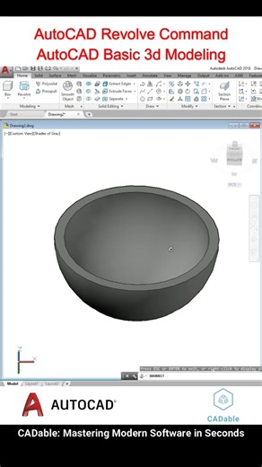 AutoCAD Revolve Command - AutoCAD Basic 3d Modeling #autocadbowl #autocad3dmodeling #CADable #cadcam