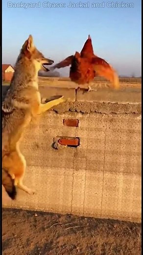 Wild Jackal Attacks Hen | Hen’s Last-Second Escape on Heavy Wall | Real Farm Moment 4K