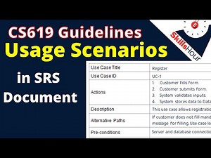 Usage Scenarios in SRS | Software Requirements Specification | CS619 Guidelines || SkillsHour