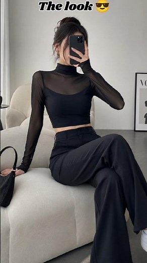Black High Neck Crop Top Styling🔥 comment for Link #shorts #outfitideas #koreanfashion #ootd #viral