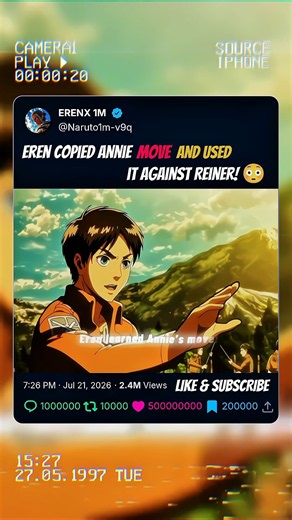 Eren Copied Annie’s Move… and Used It on Reiner! ⚔️🔥 | AOT #aot #attackontitan #eren #annie #rainer