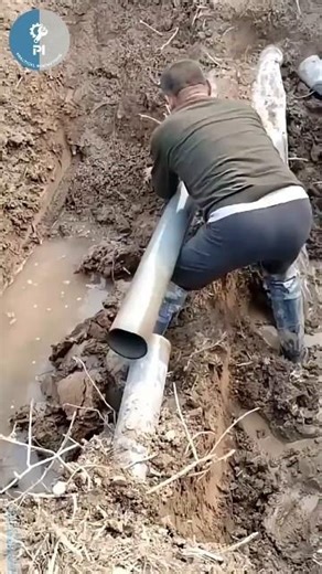 Installing sewage pipe. #construction #constructionwork