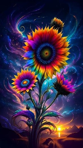 (Video-WP)[HOT] Cosmic Rainbow Sunflowers