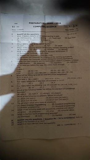 11 std computer science revision question paper 2026