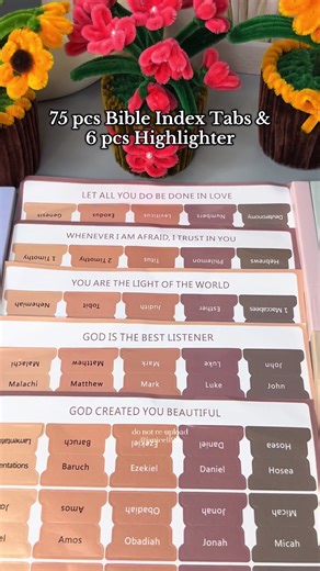 75 Bible Index Tabs with 6 Highlighter Set