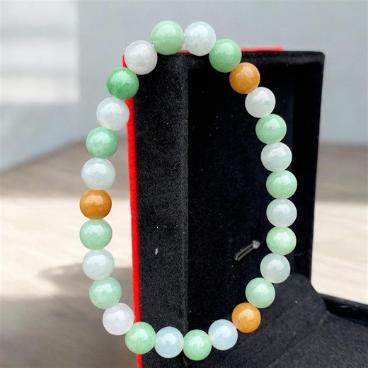 Jade Beaded Bracelet, Natural Multicolor Jadeite, Bracelet for Mom, Gift for Her - Etsy