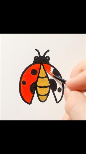 how to draw a cartoon ladybug 🐞 easy coloring #drawing