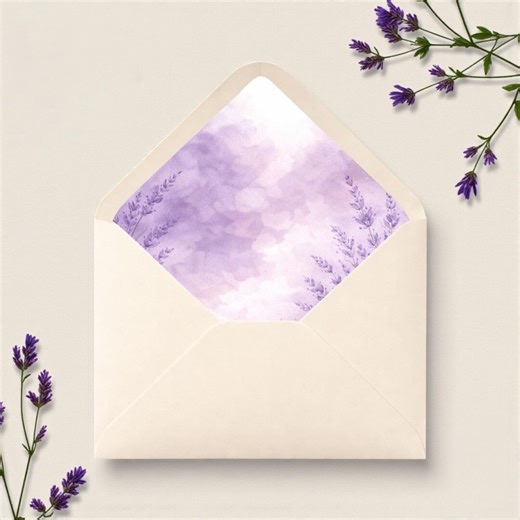 Lavender Watercolor Wedding Envelope Liners | A7 Floral Envelope Liner | Purple Wedding Stationery |romantic Spring Wedding Invitation - Etsy