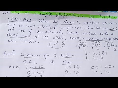 Std-11 ch -1 part-2 Law of multiple proportion. numerical solution #chemistry