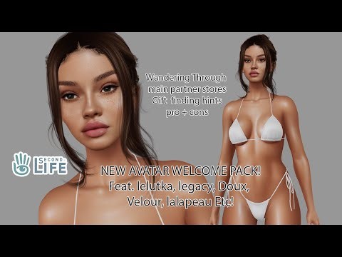 NEW Second Life Avatar Welcome Pack! Wandering on main partner stores Gift finding hints-pro + cons
