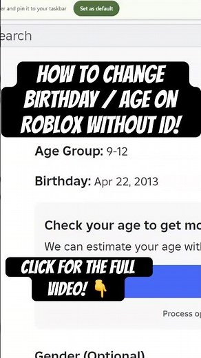 How To Change BIRTHDAY / AGE On Roblox WITHOUT ID! *Working* (2026) #roblox #shorts