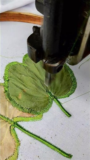 Embroidery On Two Leaf's 🍁🍃 | Embroidery Artwork#embroidery #leafart #art #handembroidery