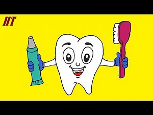 How to Draw Teeth and Coloring Pages, Toothpaste and Toothbrush