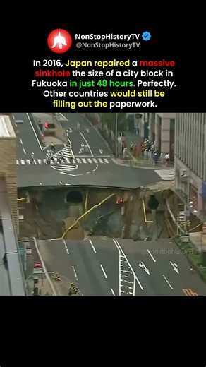 Japanese Engineers Fixed Massive Sinkhole In 48 Hours #shorts