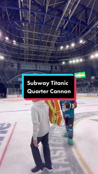 The return of the @subway Titanic Quarter cannon 🥖 💨 #viral #trending #icehockey #belfastgiants #fyp #fypage #fypシ