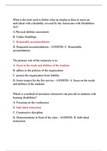 FIRE INSTRUCTOR 1 FINAL EXAM, PRACTICE EXAM AND STUDY GUIDE NEWEST 2024 ACTUAL EXAM 500 QUESTIONS AN