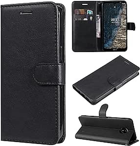 CCSmall Wallet Phone Case with Card Holder for Nokia C10 for Men Women Cover for Nokia C20/C10 CS Black