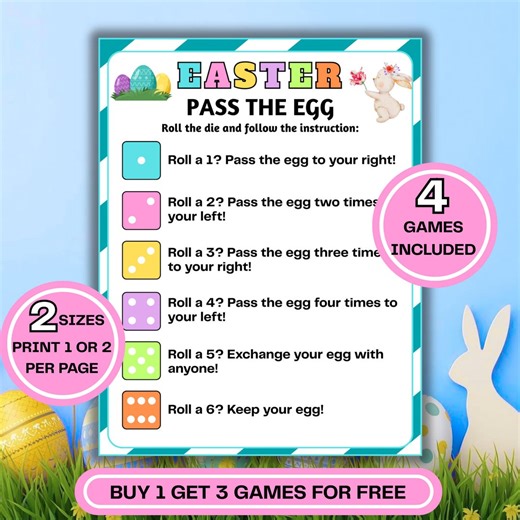 Easter Pass the Egg | Gift Passing Game | Left Right Poem | Candy Dice Game | (printable PDF) - Etsy