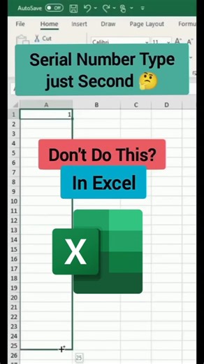Excel Me Automatic Serial Number Kaise Banaye 😳 #shorts