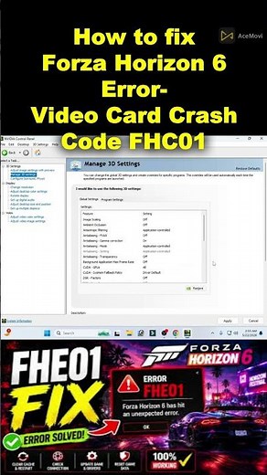 Video Card Crash Code FHC01 How to fix Forza Horizon 6 Error