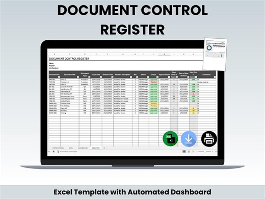 Document Control Register and Dashboard | Excel Template | Automated Dashboard | ISO Compliant - Etsy Australia