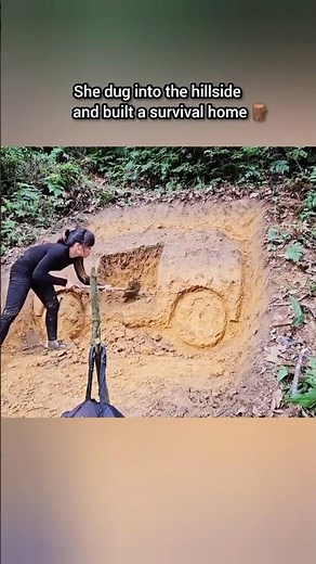 Building an Underground Survival Shelter in the Mountain ⛰️ #survival #bushcraft #camping