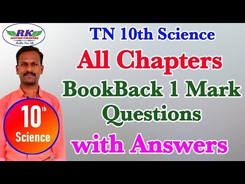 TN 10th Science|Book Back 1 Mark Questions with Answers|All Chapters|Material in English Medium
