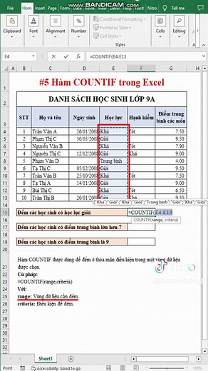 Hàm COUNTIF trong Excel: Hướng Dẫn Chi Tiết