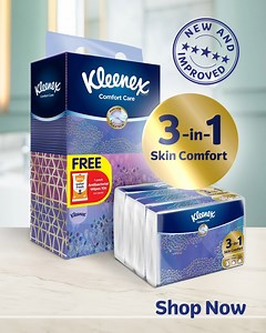 Thick, Soft & Durable! Purchase any Kleenex Facial Tissue 3ply Box and get a pack of Antibacterial Wipes for FREE! Head on over to your nearest hypermarket today! | Kleenex Malaysia