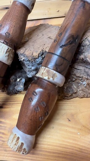 Walnut & Antler Deer Grunts with Deer Track Engraving | BuckWood Calls