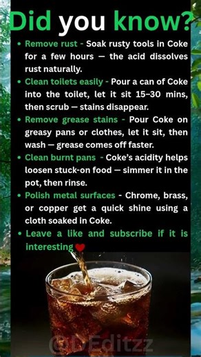 Coca-Cola Hacks You NEVER Knew#didyouknow#viral#trending#facts #lifehacks#cleaningtips#cocacolahacks