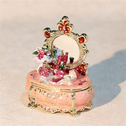 Pink Vanity Table Jewelry Box, Enamel Alloy Trinket Holder, Ring Proposal Box - Etsy