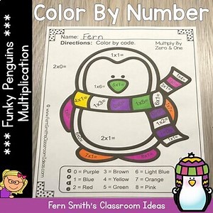 Winter Color By Number Multiplication
