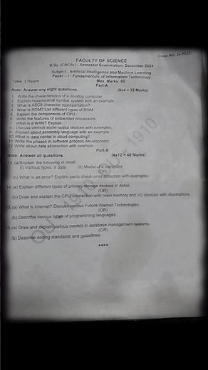 b.sc 1sem AIML fundamentals of information technology previous year papers#preparation#exam#Phonk#OU