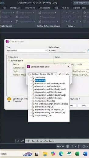 CREATE CONTOUR LINES WITH SURFACE… #caddesigns #constructionsurvey #engineering survey #motivation