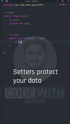 Why Getters & Setters Matter in Java 😮 | OOP Explained #Shorts