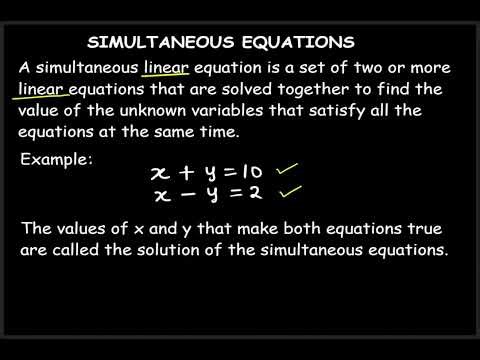 #1 Simultaneous Equations | Introduction and Methods of Solving